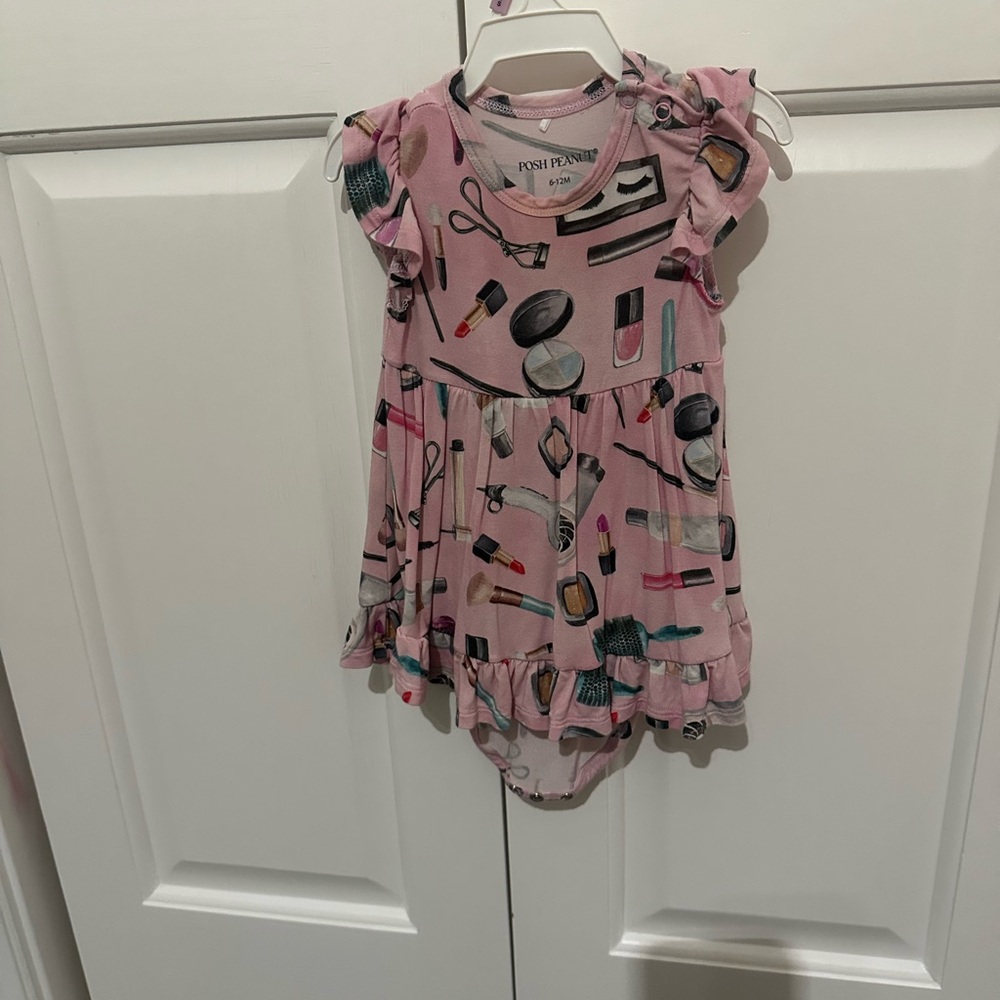 Pink Makeup Print Baby Dress